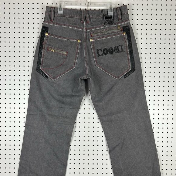 Coogi Y2K Baggy Jeans 34x34 Wide Leg Streetwear Hip Hop Gray Gold Stitched 90s - Picture 3 of 8